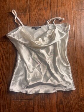 Silk-Look White Cowl Neck Camisole by Mint & Mash